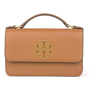 TORY BURCH 雙T－LOGO皮革翻蓋兩用鍊包－駝