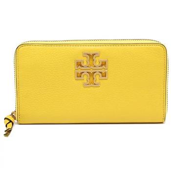 Tory burch 雙T－LOGO素面皮革長夾－黃色