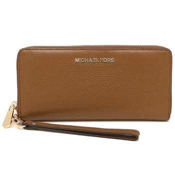 MICHAEL KORS 素面荔枝紋皮革長夾-焦糖