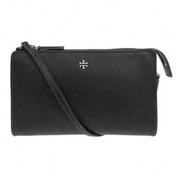 Tory Burch 素面皮革斜背包－黑