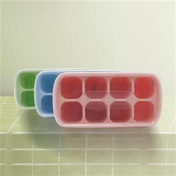 一品川流-繽塊矽膠底軟壓製冰盒-8格-6入 (附蓋)