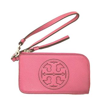 TORY BURCH 雙T－LOGO手掛卡夾零錢包－桃紅