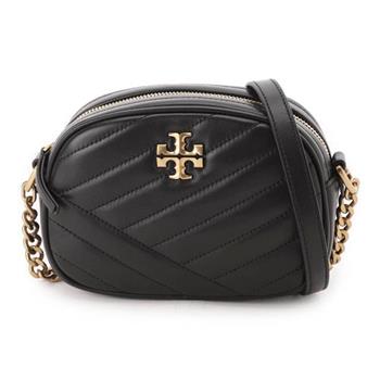 Tory burch 素面斜紋皮革鍊帶相機包－黑