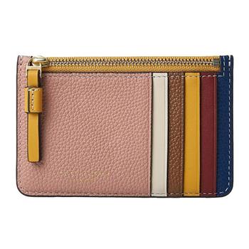 TORY BURCH 拼接皮革卡夾零錢包－粉藍紅黃白