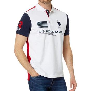 【US Polo】2024男時尚全棉馬球標白紅撞色合身短袖POLO(預購)