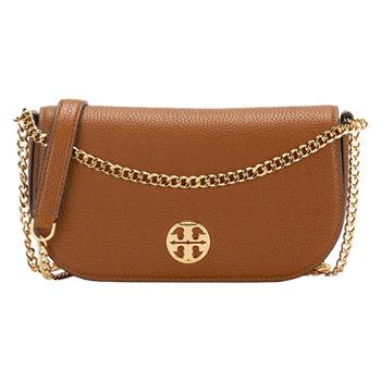 TORY BURCH 雙T－LOGO皮革翻蓋兩用包－焦糖