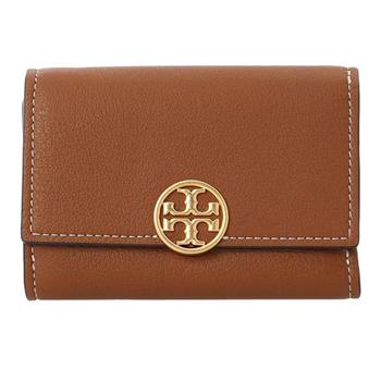 Tory Burch 雙T－LOGO皮革中夾－焦糖