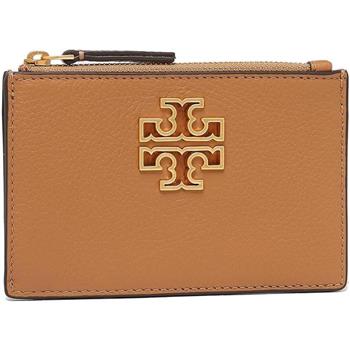 Tory burch 素面皮革卡片零錢包－駝