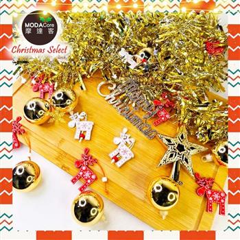 摩達客-台灣製 聖誕裝飾配件包組~木質彩繪紅白麋鹿金系(2尺樹適用)(不含聖誕樹/不含燈)