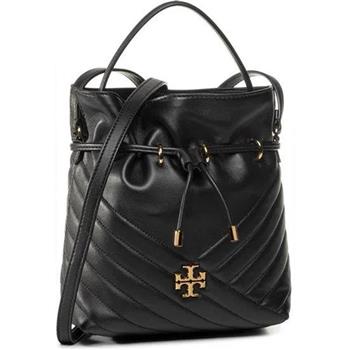 TORY BURCH 縫線皮革水桶兩用包－黑