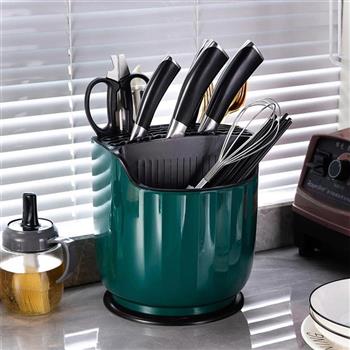 E.City_大容量刀筷餐具旋轉收納盒架