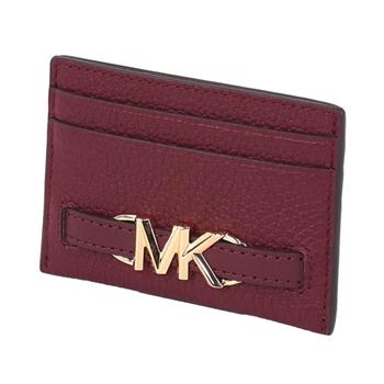 MICHAEL KORS 經典LOGO皮革卡夾-酒紅