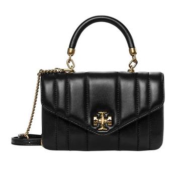 Tory burch 翻蓋絎縫皮革兩用包－黑色