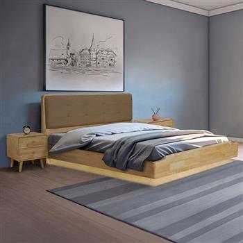 YoStyle 雙人5尺懸浮感應燈實木床架組(附床板)(2421)