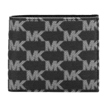 MICHAEL KORS 滿版LOGO緹花短夾-黑灰