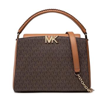MICHAEL KORS 拼接皮革滿版LOGO兩用包-咖駝