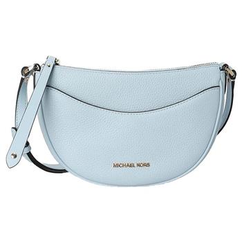 MICHAEL KORS 素面皮革斜背包-水藍