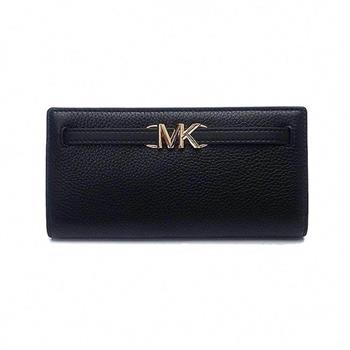 MICHAEL KORS 荔枝紋皮革釦式長夾-黑