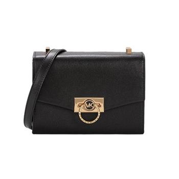 MICHAEL KORS 質感皮革翻蓋迷你斜背包-黑