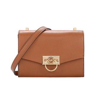 MICHAEL KORS 質感皮革翻蓋迷你斜背包-焦糖