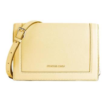 MICHAEL KORS 翻蓋皮革斜背包-鵝黃