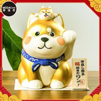 摩達客◉春節開運招財◉日本製金色超萌大小秋田柴犬招財狗_撲滿存錢桶擺飾桌飾
