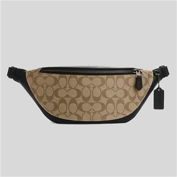 COACH 經典滿版LOGO腰包-卡其黑