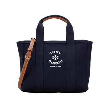 TORY BURCH 素面帆布兩用包－深藍色