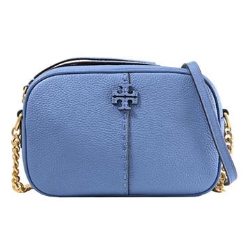 Tory burch 荔枝皮革相機包－水藍色