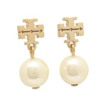 Tory burch 雙T珍珠耳環－白色
