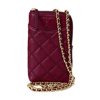 Tory burch 絎縫手機鍊包－酒紅色