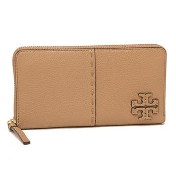 TORY BURCH 縫線ㄇ型拉鍊長夾－駝