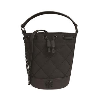 TORY BURCH 霧面菱格紋兩用水桶包-黑