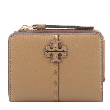 TORY BURCH 縫線造型按釦短夾－駝