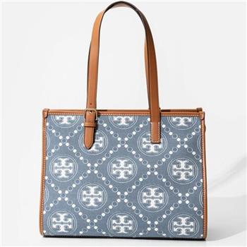 Tory burch 老花丹寧托套包-牛仔藍
