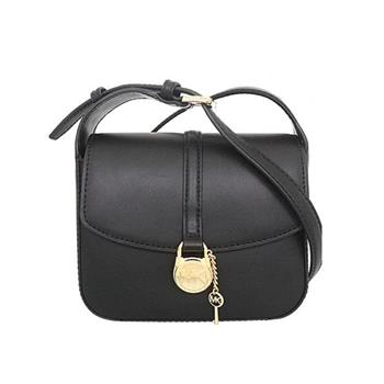 MICHAEL KORS 鎖頭翻蓋斜背包-黑
