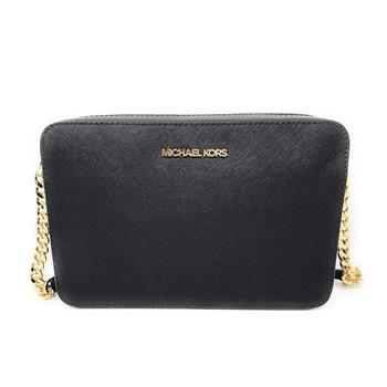 MICHAEL KORS 防刮皮革素色鍊條斜背包-黑