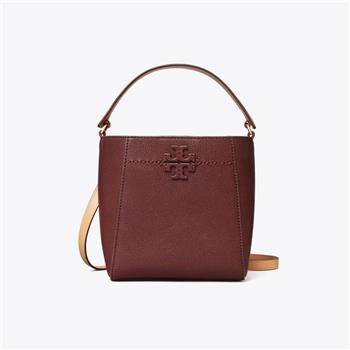 TORY BURCH 素色皮革內裏麂皮兩用包-酒紅