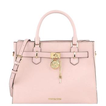 MICHAEL KORS 素面皮革鎖頭造型手提/肩背兩用包-粉紅