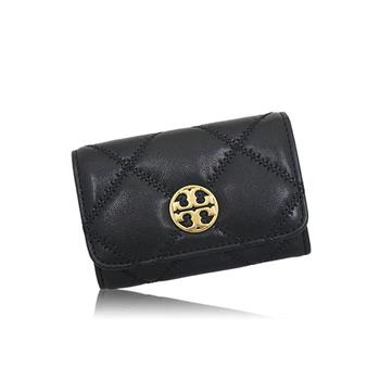 Tory burch 菱格紋鑰匙卡夾包-黑色