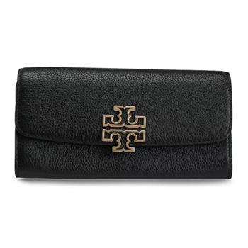 Tory burch 簍空雙T-LOGO釦式長夾-黑色