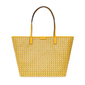 Tory burch 格紋LOGO托特包-黃色