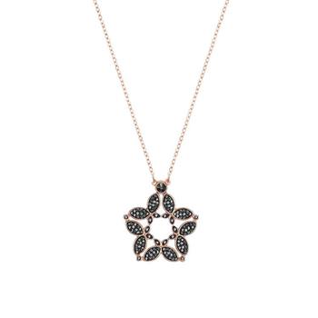 SWAROVSKI 黑色鑲鑽花瓣項鍊-金