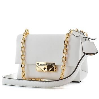 MICHAEL KORS 皮革+鍊條翻蓋肩背包-灰