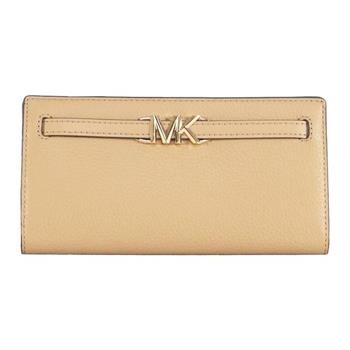 MICHAEL KORS 荔枝紋皮革釦式長夾-卡其