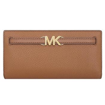 MICHAEL KORS 荔枝紋皮革釦式長夾-咖啡