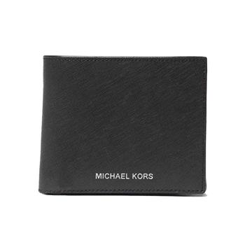 MICHAEL KORS 滿版LOGO皮革短夾-黑