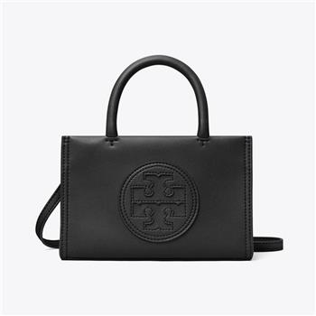 TORY BURCH 皮革車縫LOGO迷你托特包/兩用包-黑