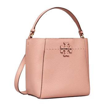 TORY BURCH 荔枝皮革素色托特包/兩用包-粉