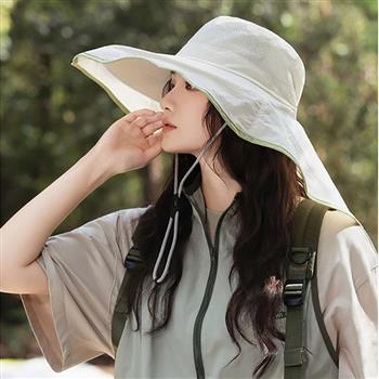 日本 BEAUTYJAPAN 輕量涼感防水吸濕速乾抗UV護頸防曬帽BJ2157 米色